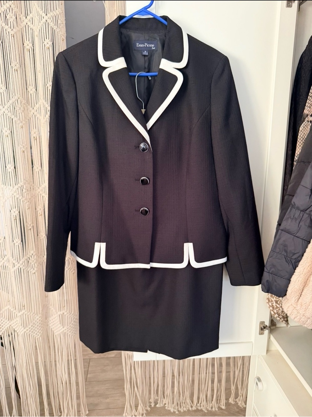 Evan Picone Black Jacket with White Trim